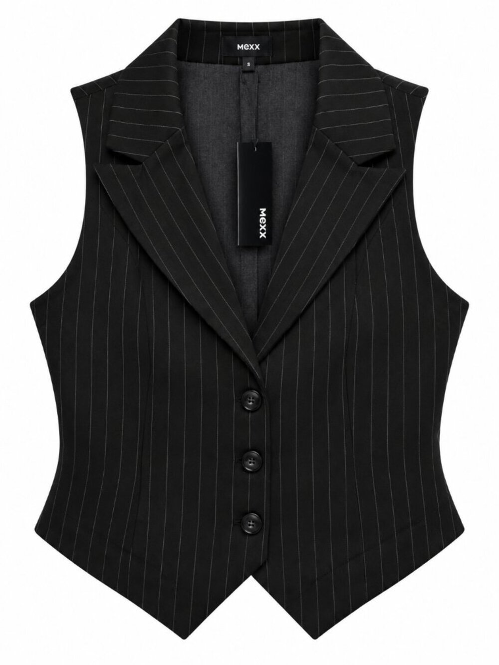 MEXX Black Pinstripe Tailored Vest Size Small NWT